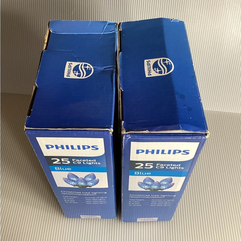 Set of 2 Philips 25 Blue Faceted C9 Lights